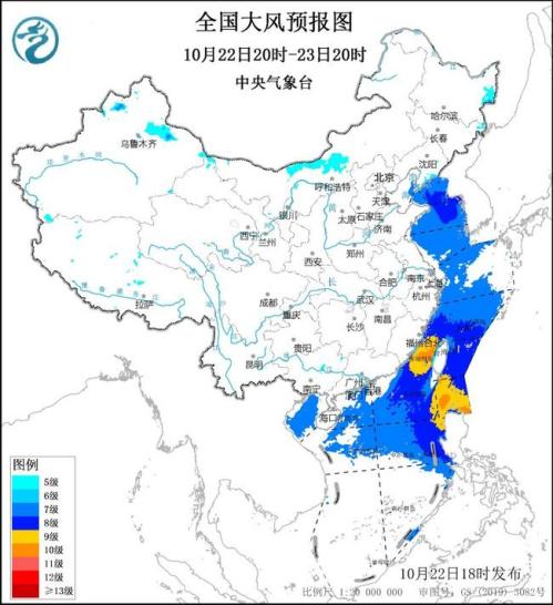 大风黄色预警:台湾海峡巴士海峡等部分海域将有11至12级阵风
